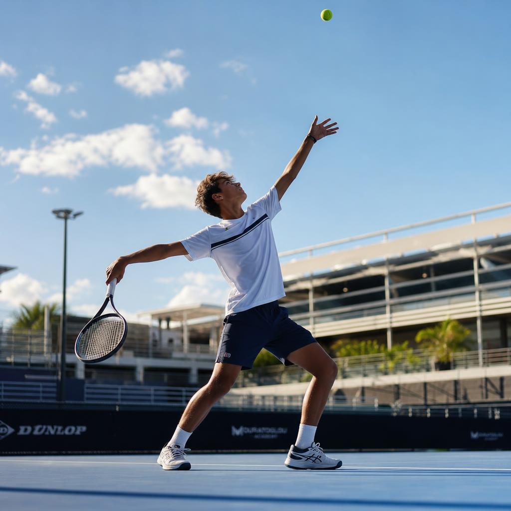 Coach demonstrating technique to a tennis player